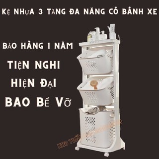 Kệ 3 tầng 💎SALE💎tủ  nhà tắm có bánh xe di động và giỏ xách đựng quần áo thông minh bằng nhựa plastic nhập khẩu cao cấp