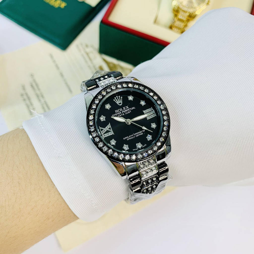Đồng hồ nữ Rolex mặt tròn đính đá sang trọng dây kim loại cao cấp DHN609 ngoctrinh109