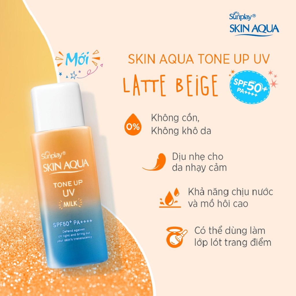 Sữa Chống Nắng Hiệu Chỉnh Sắc Da Sunplay Skin Aqua Tone Up UV Milk SPF50+ PA++++ 50g - LATTE BEIGE