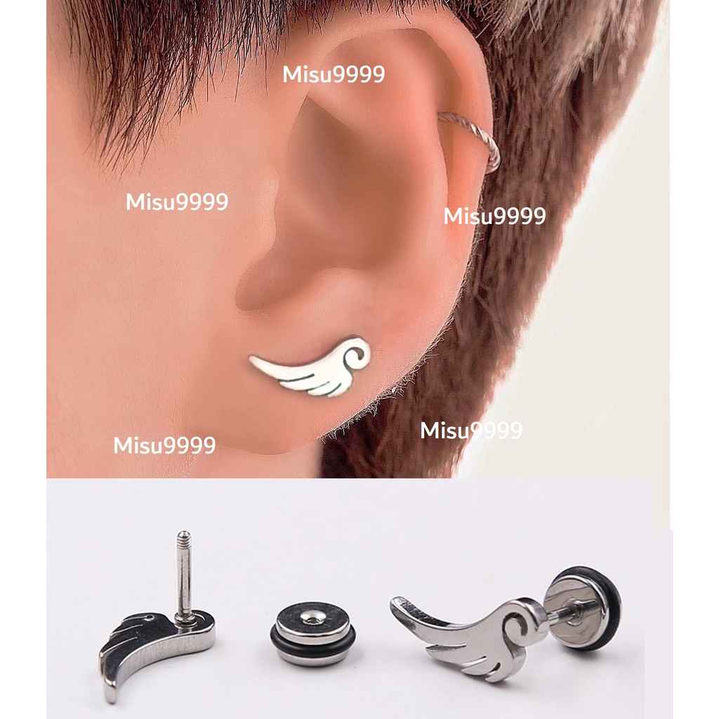 Khuyên titan cánh thiên thần khối cái tính