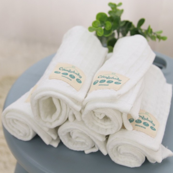 Khăn sữa cho bé - Set 5 khăn mặt vải xô 100% Cotton cao cấp Comfybaby hàng xuất khẩu - đồ dùng phòng tắm cho gia đình