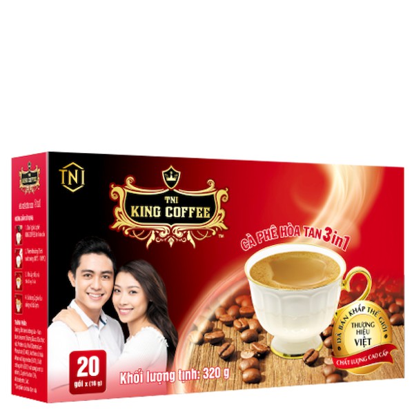 Coffee hòa tan 3 in 1 loại 45 gói hiệu TNI King Coffee thương hiệu cafe hàng đầu