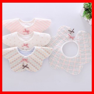 Yếm Tròn Cotton Đính Nơ - Yếm Ăn Dặm Cho Bé