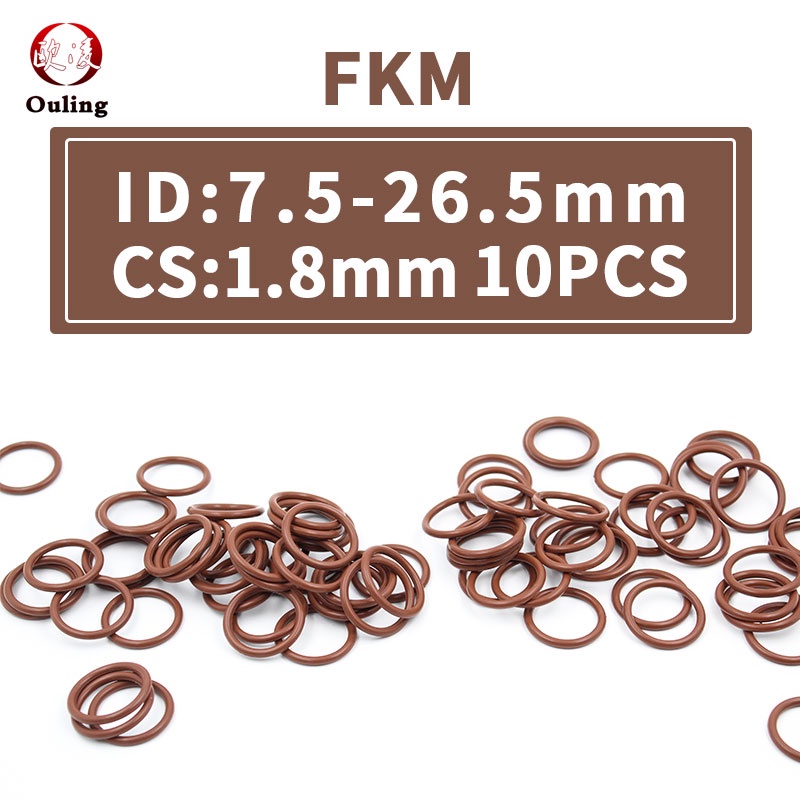 10 CÁI / Lô Vòng đệm cao su Flo Màu nâu FKM O Vòng đệm ID7,5 / 8/9 / 10,6 / 11,2 / 26,5 * 1,8mm Vòng đệm cao su O-ring Vòng dầu Vòng đệm chịu dầu, chịu mài mòn, chịu áp suất, lão hóa, và Chịu nhiệt độ cao