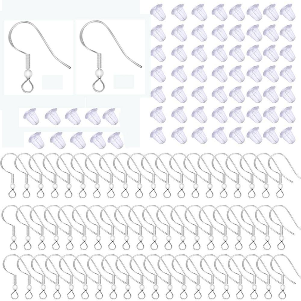 Bộ 100 / 50 Đôi Bông Tai Chất Liệu Silicone 925 Hình Cá|Khuyên Tai Chất Liệu Trong Suốt