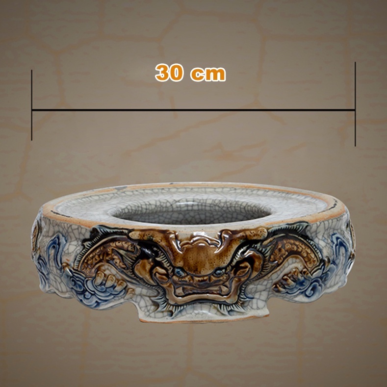 Bát Hương Song Long Đấu Nguyệt đồ thờ men rạn Bát Tràng cao Cấp phi  14 16 18 20 22 24