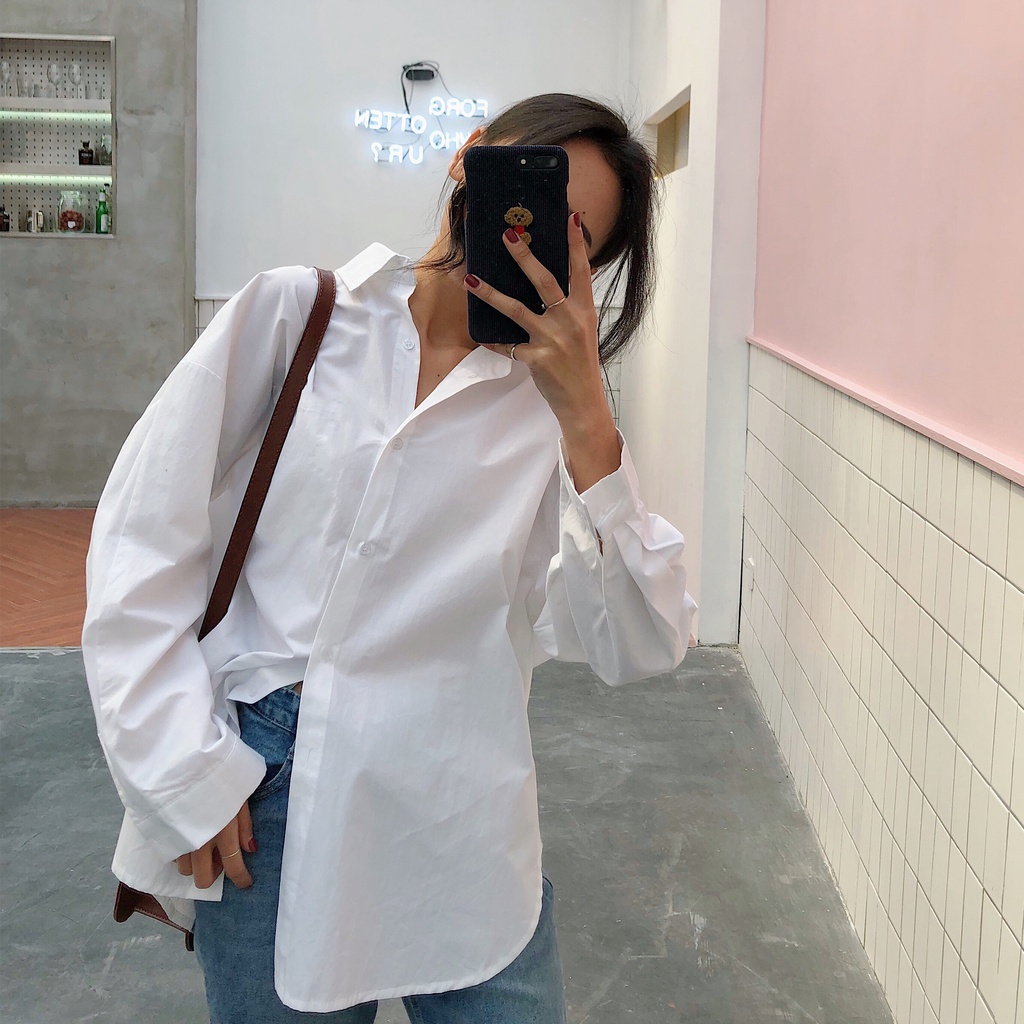 [Mã FAMARAL2 giảm 10K đơn 50K] Áo sơ mi nữ kiểu công sở form rộng tay ngắn đẹp SM08