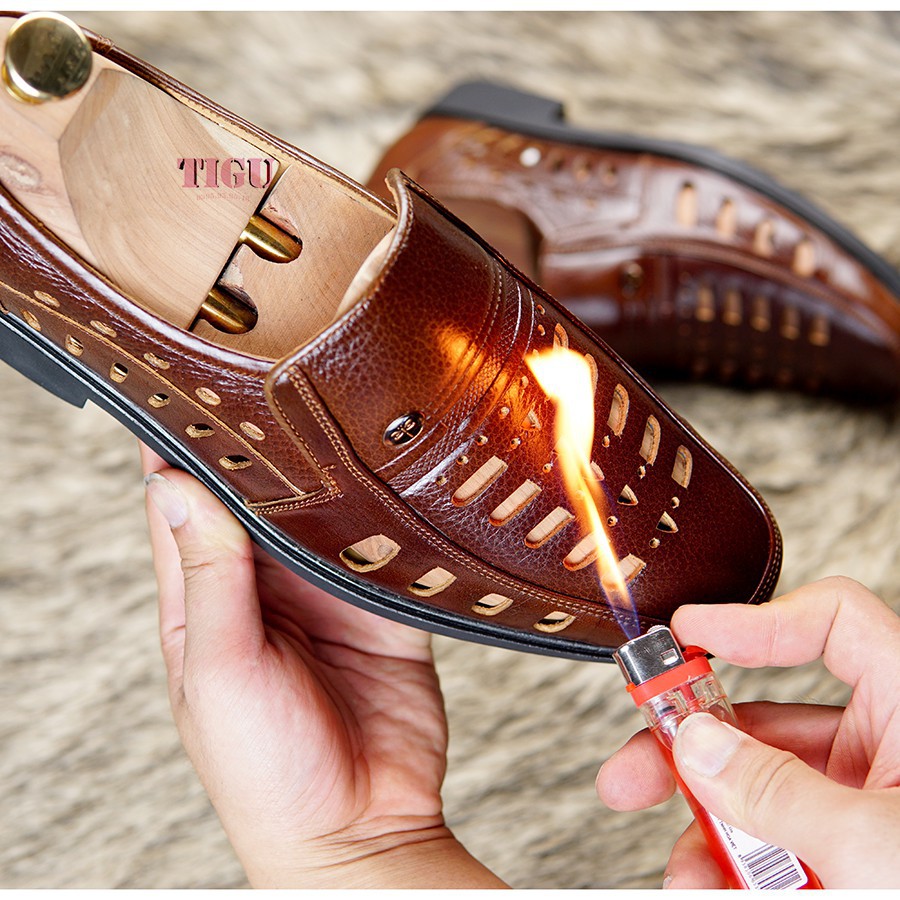 Giày hè nam DA BÒ THẬT thoáng mát - BH 1 NĂM