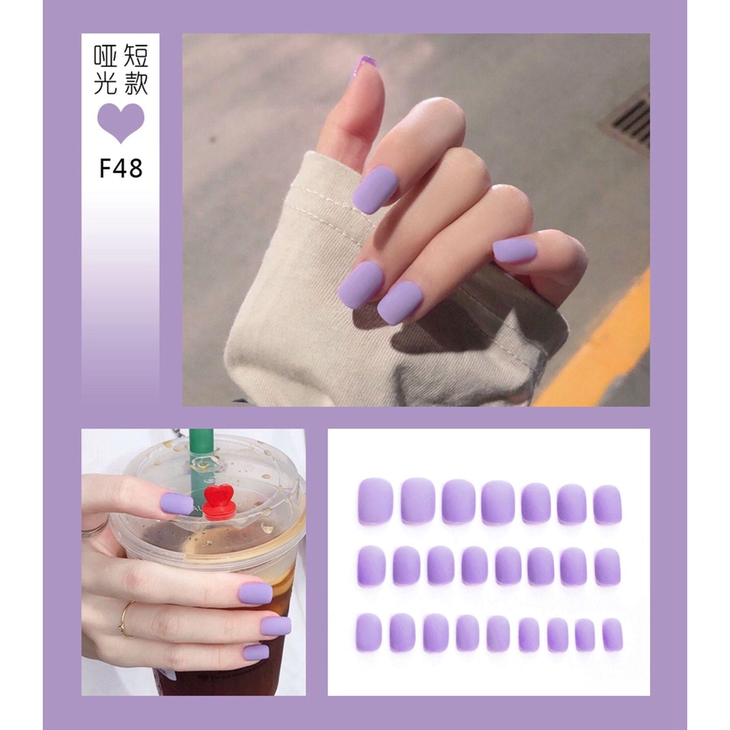 MIHAN1 24pcs/Box Press On Nails Wearable Artificial Nail Tips Matte Short Square Head False Nails Detachable Women Fashion Manicure Tool Full Cover Fake Nails
