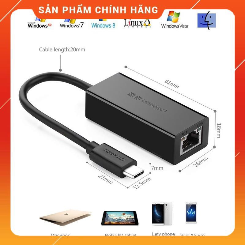 Cáp chuyển đổi USB type C sang đầu mạng Ethernet RJ45 Gigabit UGREEN 50307 dailyphukien Hàng có sẵn giá rẻ nhất