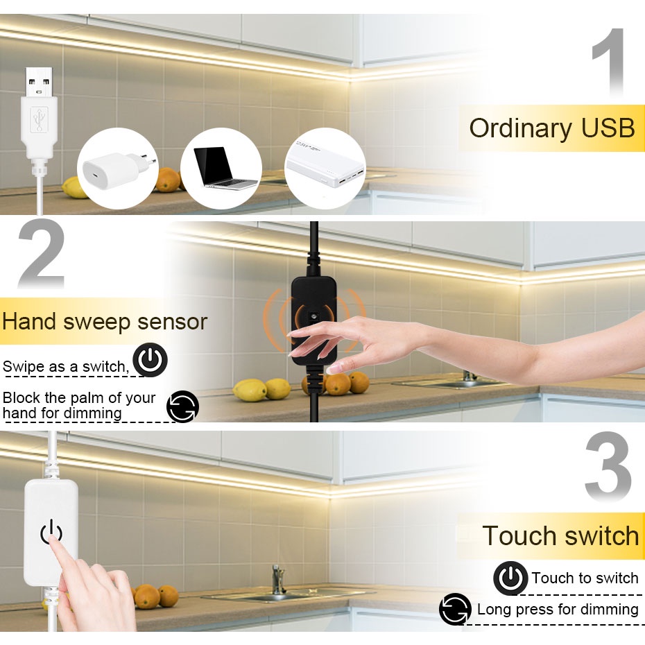 Dây Đèn led 1m 2m 3m 4m 5m usb 5v Cảm Ứng Chống Thấm Nước Cho Phòng Tắm