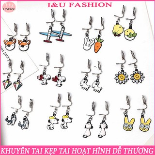 Khuyên tai kẹp vành tai không cần bấm lỗ hoạt hình thời trang phong cách hàn quốc cho nữ KT-27