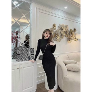 Đầm len body cổ 3p montoghi hàng đẹp Quảng Châu