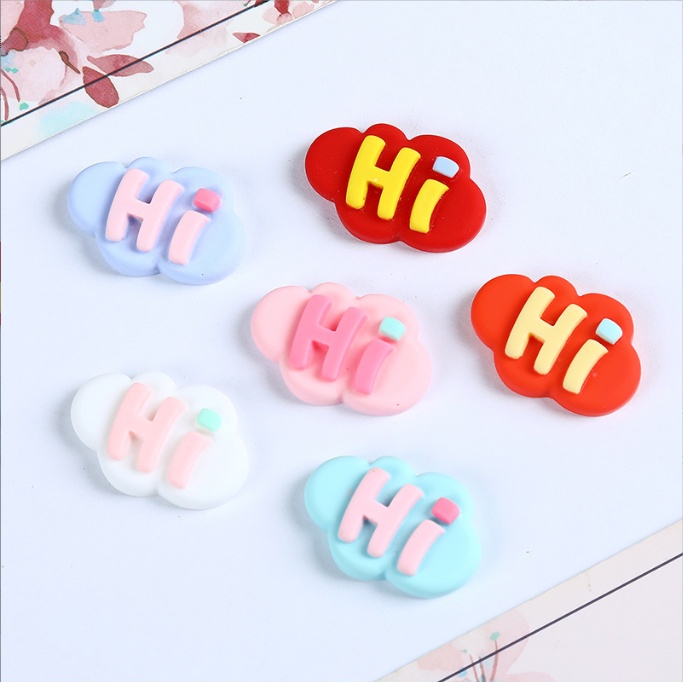 Sticker chữ Hi nhiều màu, jibbitz gắn dép sục Crocs