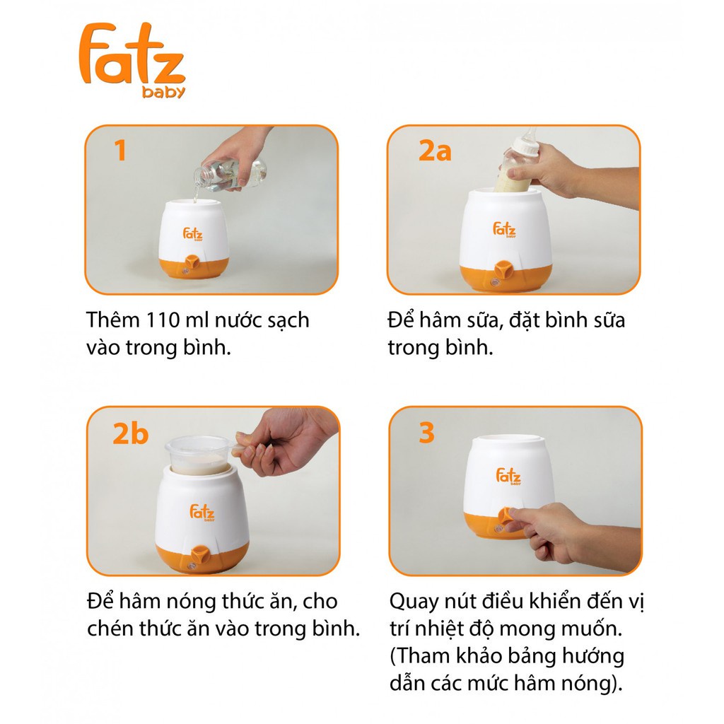 [BH 24 tháng] Máy hâm sữa và thức ăn siêu tốc 3 chức năng Fatz Baby FB3003SL