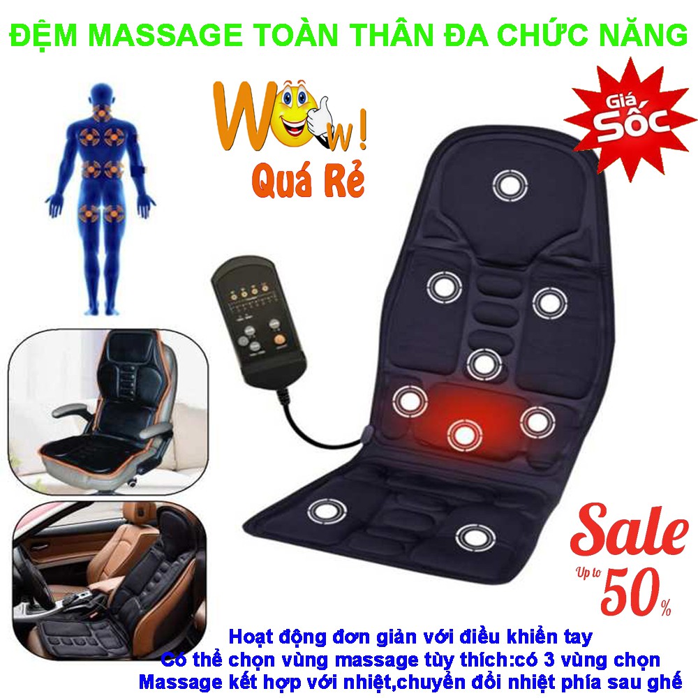 Đệm Massage Toàn Thân Đa Chức Năng Cao Cấp Sử Dụng Được Trên Ô Tô Và Điện Nhà 220V - Bh Uy Tín Chất Lượng 1 Đổi 1