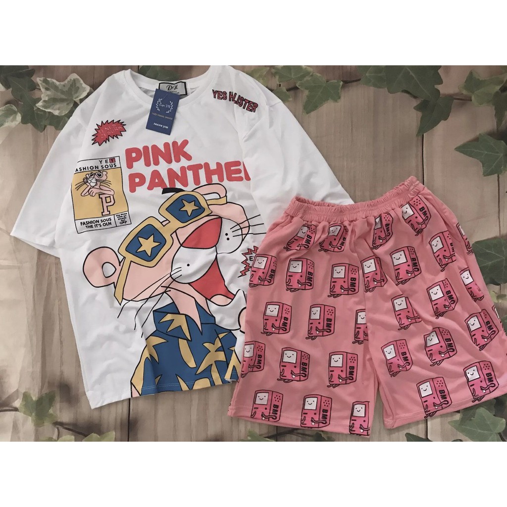Sét Bộ Đùi Unisex Báo Hồng Pink Panther Siêu Ngộ Nghĩnh , Thun Coton Mát Mẻ , Freesize Dưới 70kg TTSLB0016