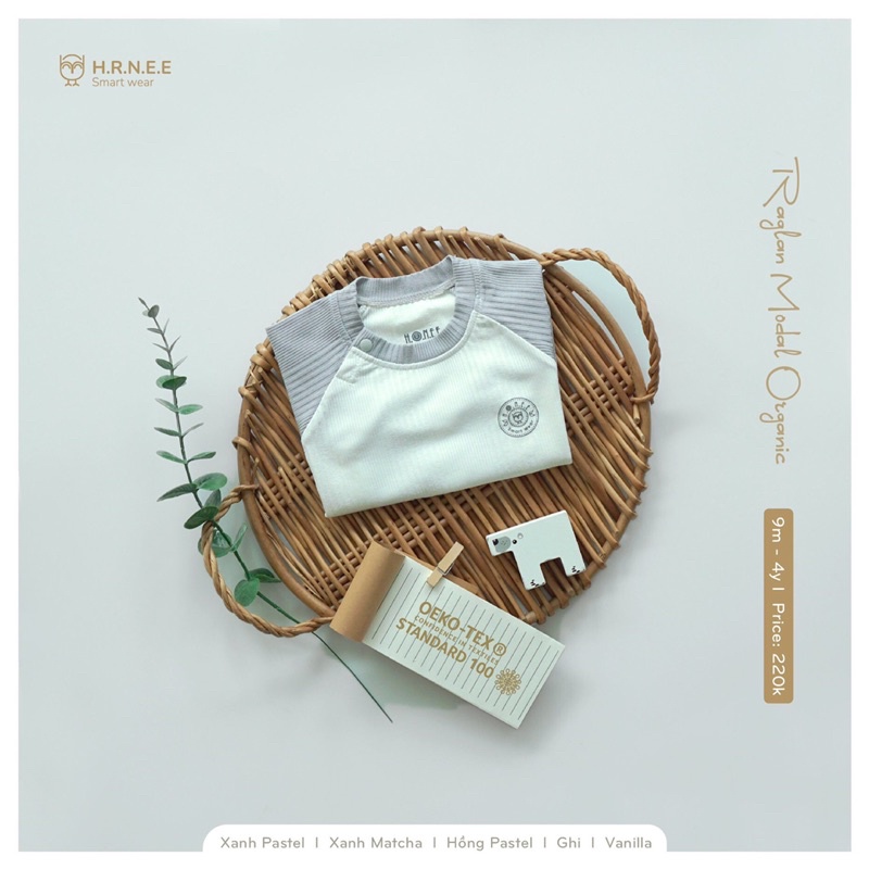 Bộ dài tay raglan modal organic Hrnee