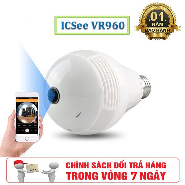 Camera bóng đèn Full HD 2.0 MP, quay toàn cảnh 360 độ, ghi âm, lưu trữ video | BigBuy360 - bigbuy360.vn