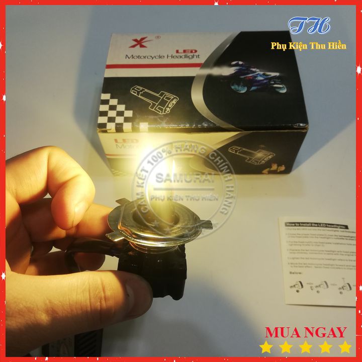 Đèn Pha Led H4 3 Tim Siêu Sáng Hộp