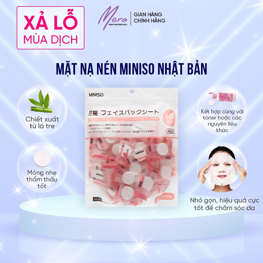 Mặt nạ ngủ MINISO - giấy chiết xuất lá tre - viên nén tiện lợi mát mẻ