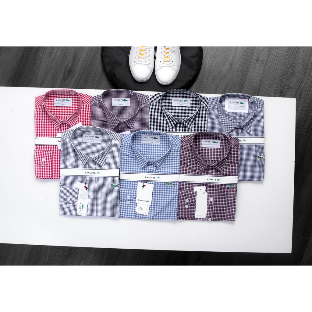 Sơ mi nam caro nhí Lacost dài tay cổ bẻ cao cấp | BigBuy360 - bigbuy360.vn