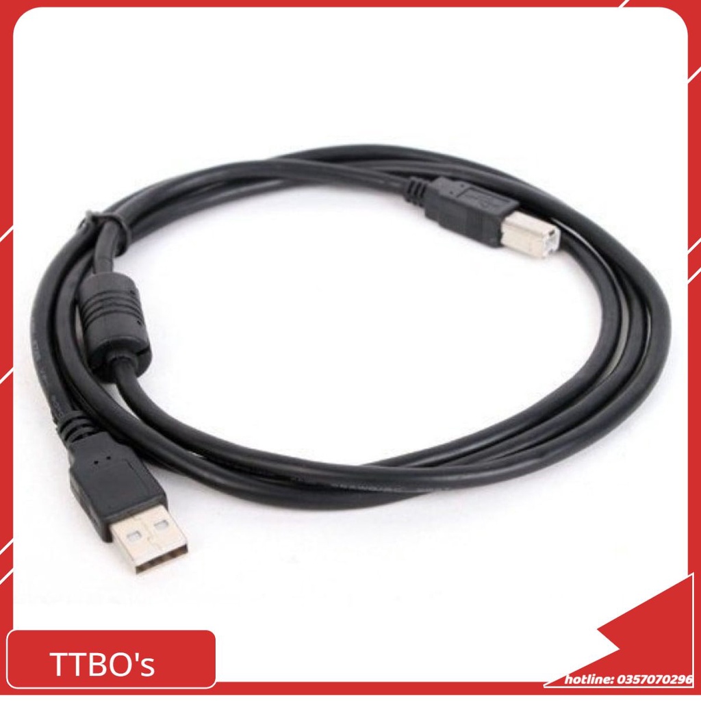 Dây cáp máy in cổng USB 2.0 đen dài 1m 1.5M 3M 5M kết nối máy in với máy tính PC laptop chống nhiễu tốt TTBO's