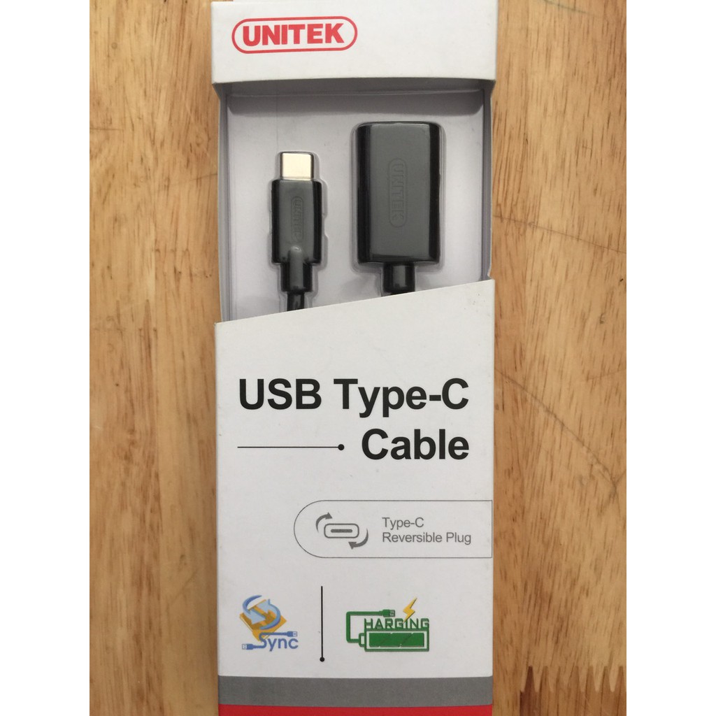 Cáp Chuyển USB Type-C Ra USB Unitek Y476BK (0.2m) - Hàng Chính Hãng.