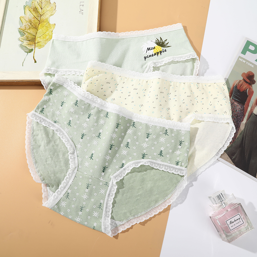 Quần Lót Aijolen Vải Cotton Phối Họa Tiết In Dễ Thương Dành Cho Nữ