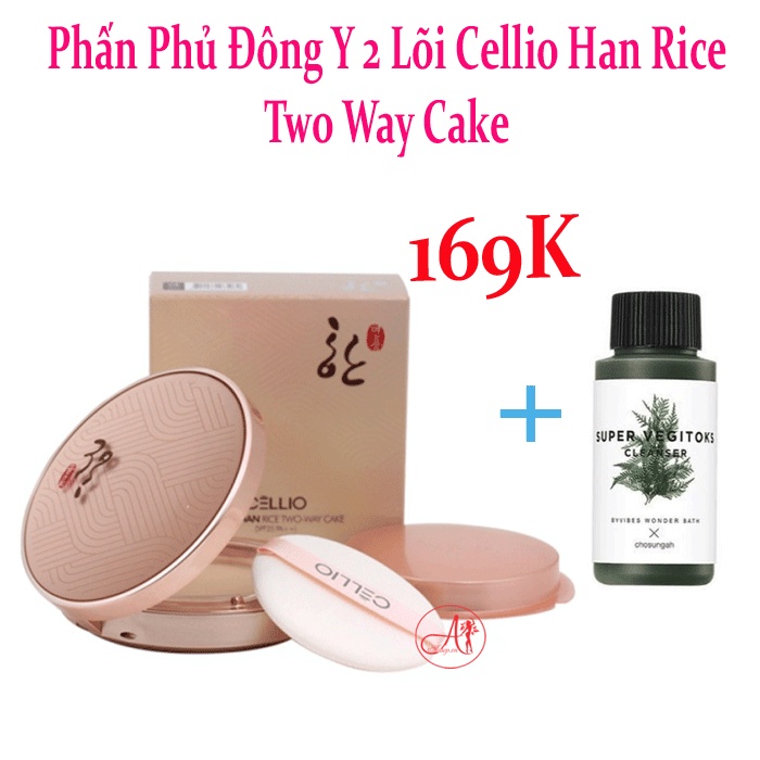 Phấn Phủ 2 Lõi Cellio Han Rice Two Way Cake