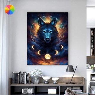 Bộ Tranh Đính Đá 5d Tự Làm 30x40cm Hình Chó Sói Độc Đáo