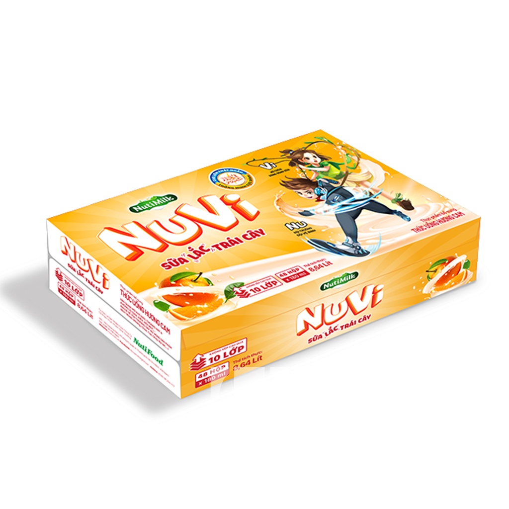 THÙNG 48 HỘP Sữa Nuvi 180ml Thạch Cacao/lắc caocao/đào táo/dâu/cam...-TUH