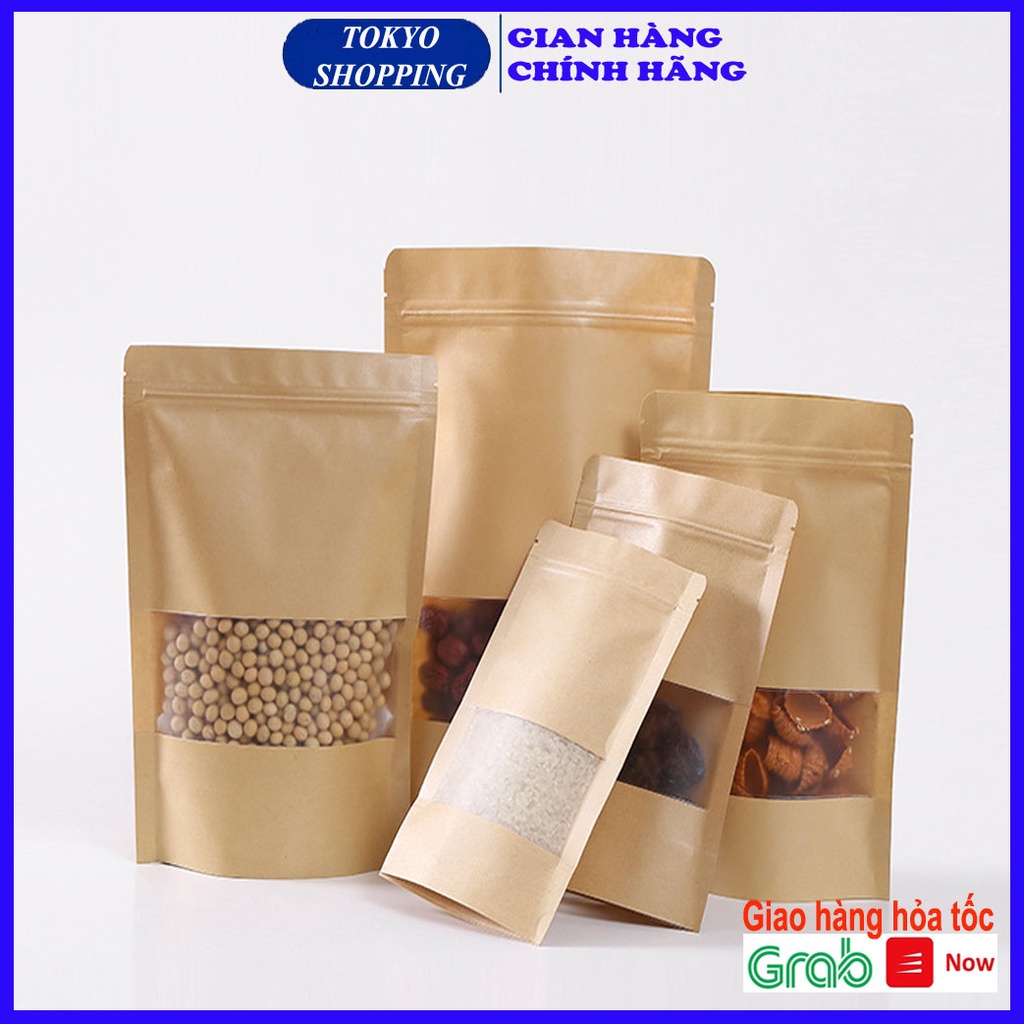 Túi zip giấy kraft, túi zip đựng thực phẩm nhiều size
