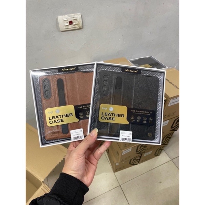 Bao da Gập 2 mặt Nillkin cho Samsung Z Fold 5/ Z Fold 4/ Z Fold 3 5G có ngăn gài bút bảo vệ máy siêu tốt full box
