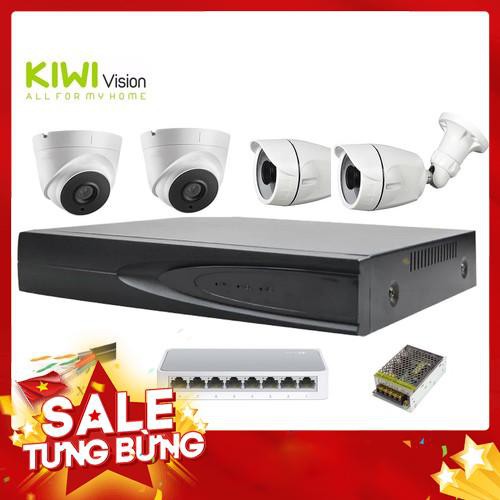 Bộ 4 Mắt Camera IP, Chuẩn Nén H265, Hồng Ngoại Soi Đêm Siêu Nét 3.0MP