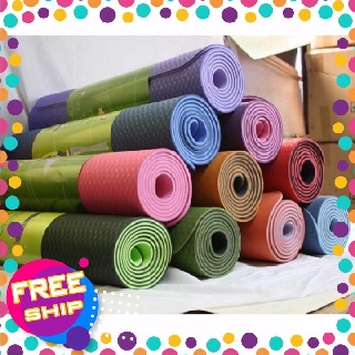 [XẢ KHO]  Thảm tập Yoga/ Gym TPE 2 LỚP / 6mm cao su non ( Tặng dây cột thảm ),