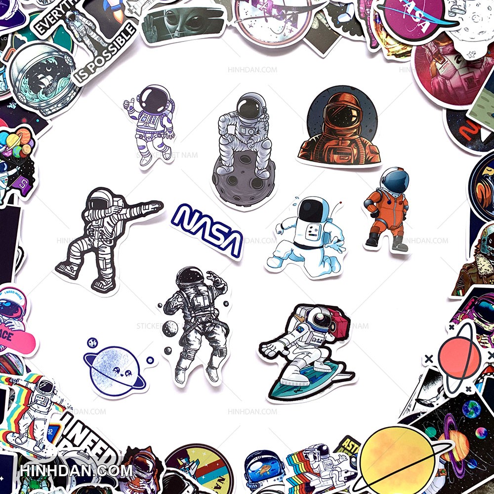 Sticker Phi Hành Gia - Astronaut SPACE chống nước dán nón bảo hiểm, laptop, guitar, xe