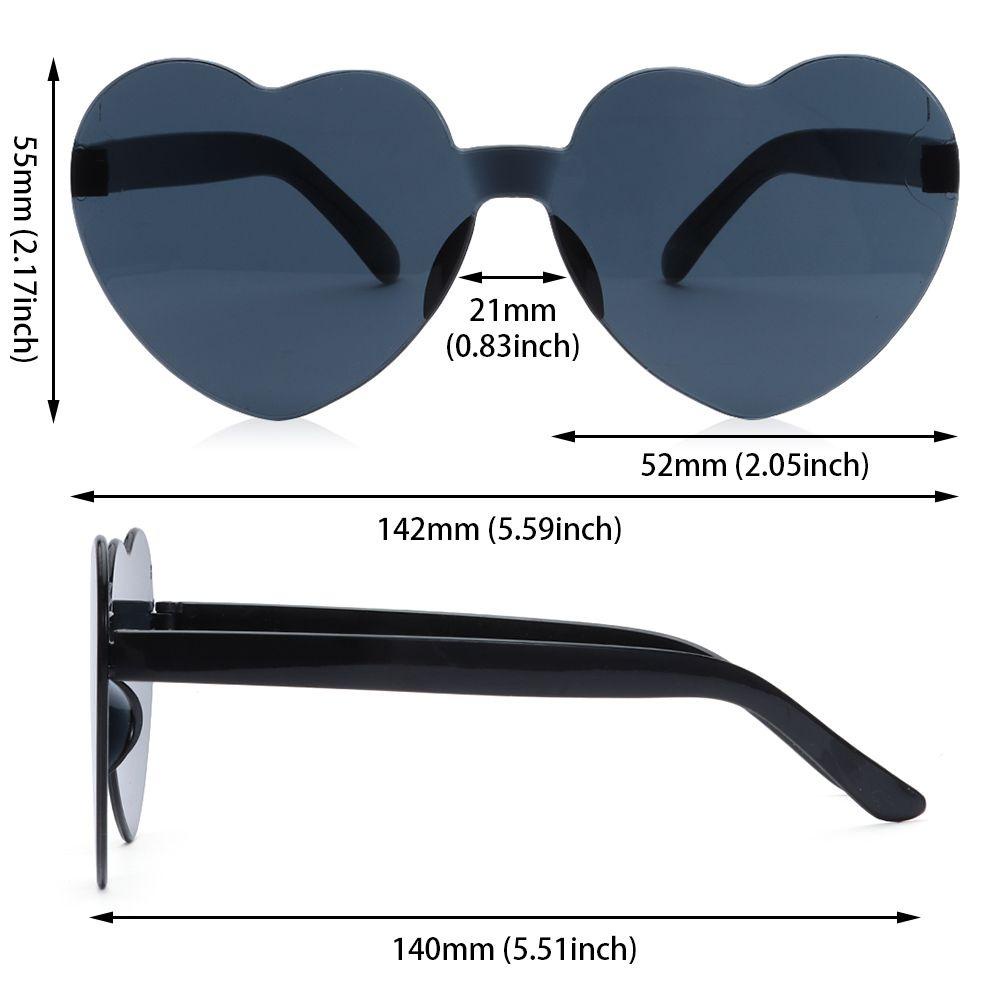 MIHAN1 Accessories Heart Glasses Party Favor Rimless Heart Sunglasses Trendy Transparent Candy Color Costume Eyewear Sunglasses for Women