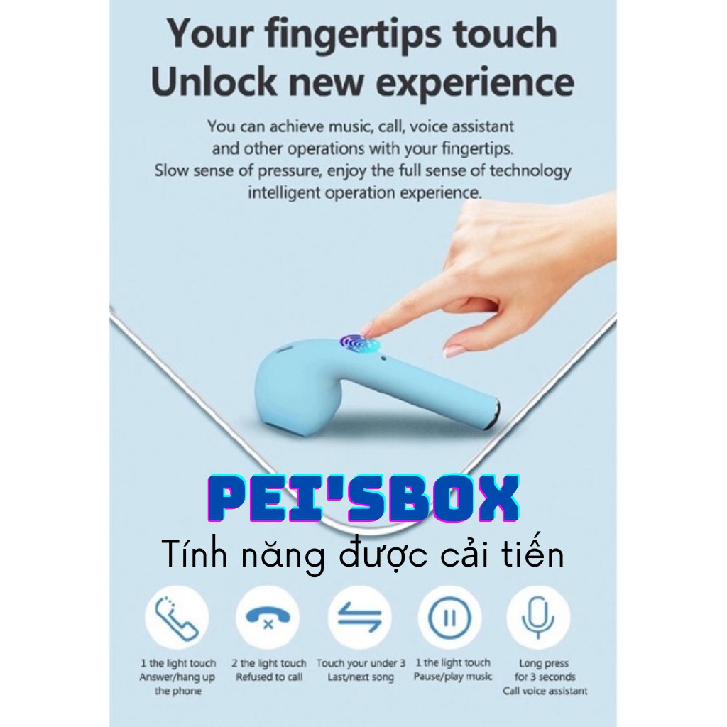 Tai nghe không dây i12 bluetooth tws macaron 5.0 màu hàn quốc Cảm Ứng Vân Tay siêu nhạy âm thanh HIFI cho Android và IOS | BigBuy360 - bigbuy360.vn