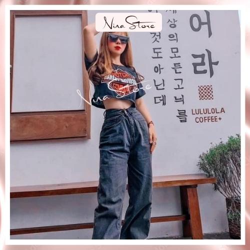 Áo Croptop Nữ Tay Ngắn MOTOR HARLEY-DAVISON COMPANY Chất Cotton Mềm Mịn NinaStore Mã 19