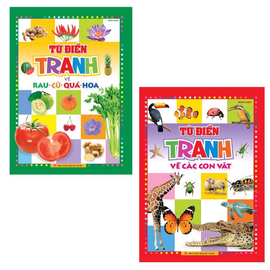 Sách: Combo 2 Cuốn Từ Điển Tranh Về Rau - Củ - Quả - Hoa + Từ Điển Tranh Về Các Con Vật