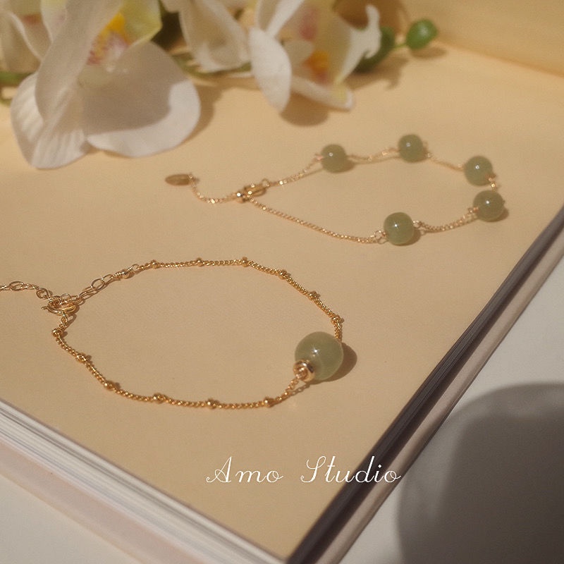 ❤zheting❤Vòng Tay Chuỗi Hạt Đá Ngọc Bích Nhân Tạo Thời Trang Cho Nữ