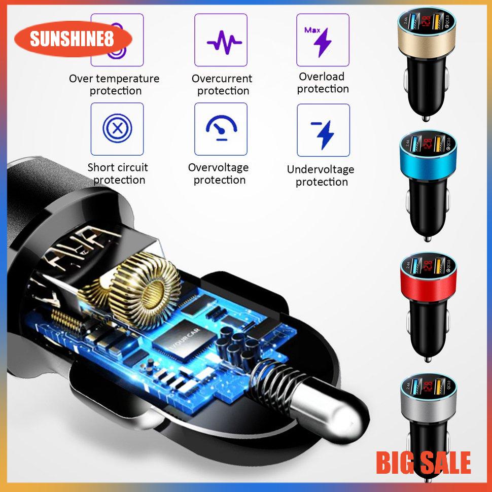 【SUN】[29K]Dual USB Car Charger Portable Car Cigarette Lighter With LED Display