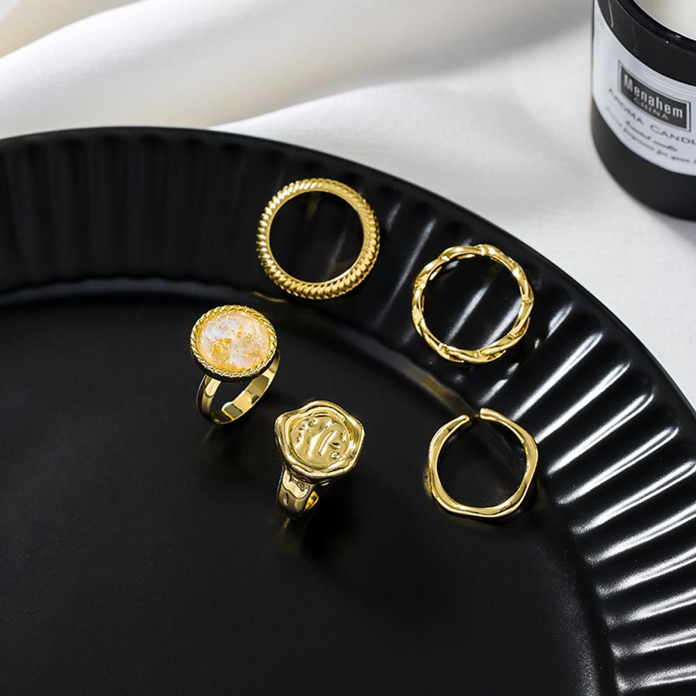 EXPEN Set Nhẫn Kim Loại Thời Trang Retro Thanh Lịch