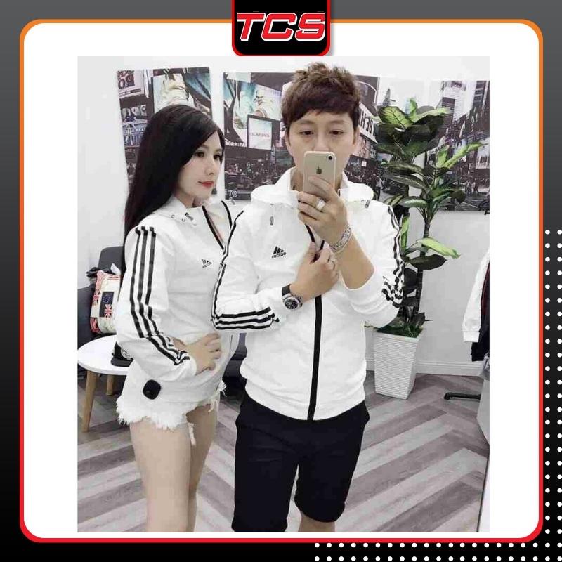 Áo khoác cặp thời trang cao cấp giá rẻ,màu trắng sọc tay TCS