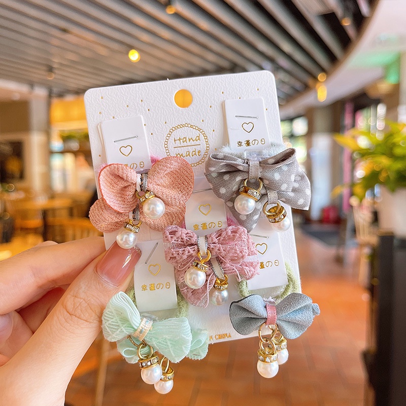 Set 10 Dây Buộc Tóc Đính Nơ Dễ Thương Cho Bé Gái