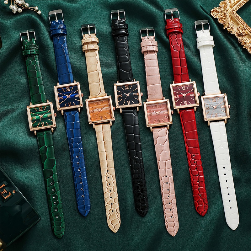 Đồng Hồ Quartz Nữ Mặt Vuông Dây Da Thời Trang