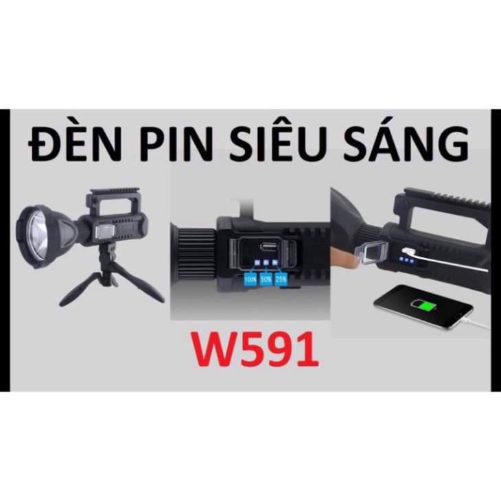Đèn pin Tuần Tra 591W+590W siêu sáng siêu xa và siêu bền công suất 50w bóng đèn 4 lõi XHP70 rất tiện ích khi soi ban đêm