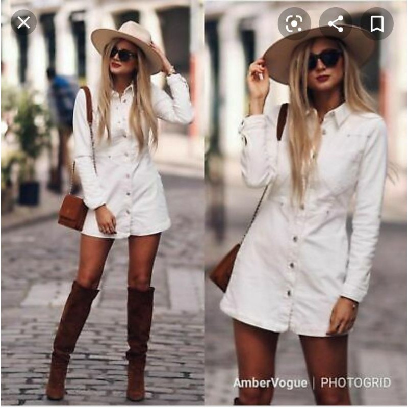 Váy đầm jeans Zara auth màu trắng