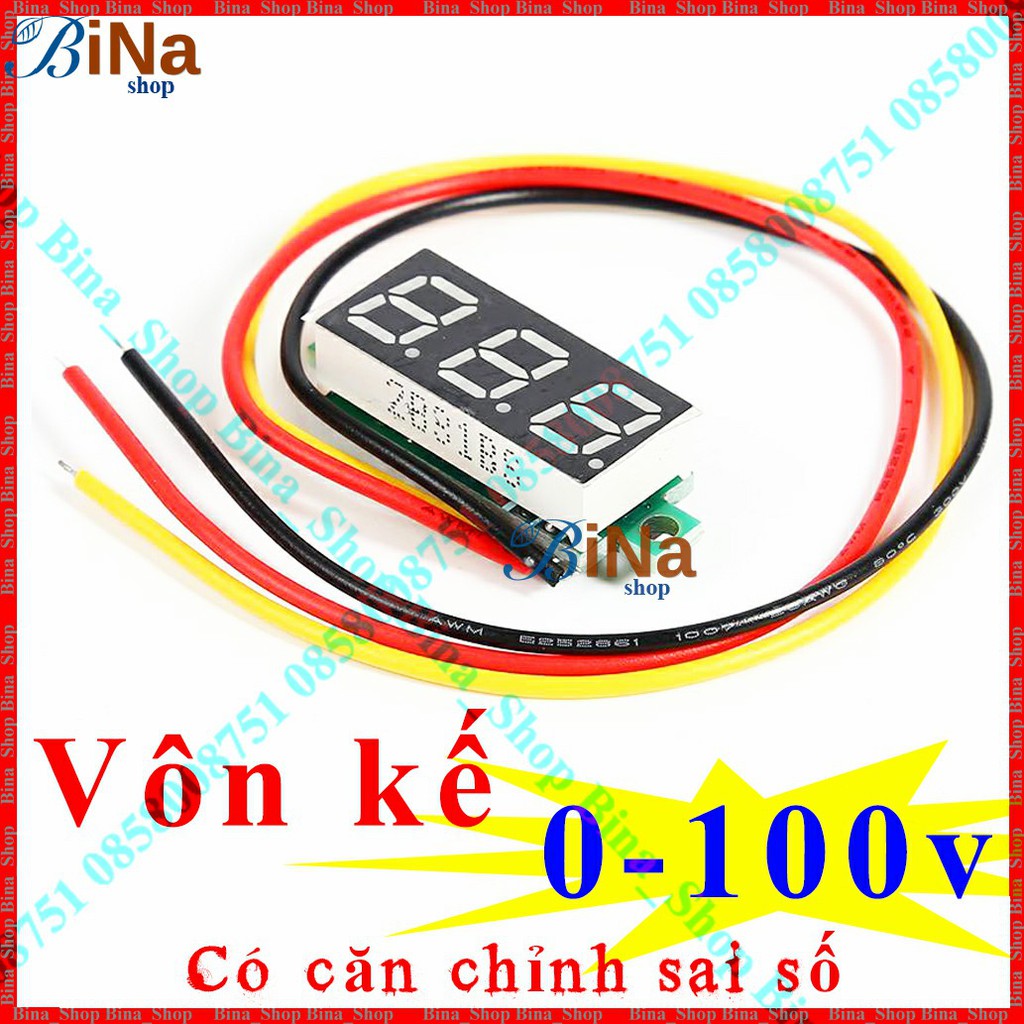 Vôn kế DC 0-100V có điều chỉnh sai số 3 dây